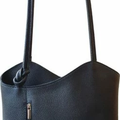 Goedkoop 🤩 Fana Bags Leren Handtas & Rugtas In Eén Zwart - Rugzak Leer - Handtas- En Rugtas - Leren Dames Rugtas ❤️