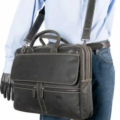 Beste deal ❤️ Arrigo Heren Laptoptas Matzwart Leer – Dames Laptoptas Matzwart Leer – Aktetas Zwart Leer 🔔 -Tassen-dames Winkel 422x840