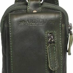 Coupon ⭐ Arrigo Riemtasje Groen Leer - Leren Heuptas - Lederen Fanny Pack - Festivaltasje Groen 🤩