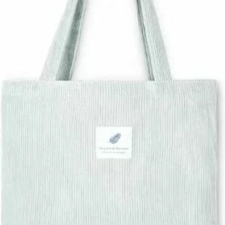 Top 10 🔔 Merkloos Schoudertas - Dames - Corduroy - Ribstof - Licht Groen 😍