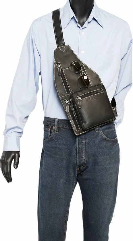 Groothandel 🤩 Arrigo Crossbody Tas Van Trendy Zwart Buffelleer Met Een Verstelbare Schouderriem En 5 Ritsvakken 🔥 8 Groothandel 🤩 Arrigo Crossbody Tas Van Trendy Zwart Buffelleer Met Een Verstelbare Schouderriem En 5 Ritsvakken 🔥 - Afbeelding 6