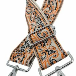 Goedkoopste ⭐ Merkloos Schoudertas Band - Hengsel - Bag Strap - Fabric Straps - Boho - Chique - Chic - Dunne Zwarte En Oranje Lijnen 🤩