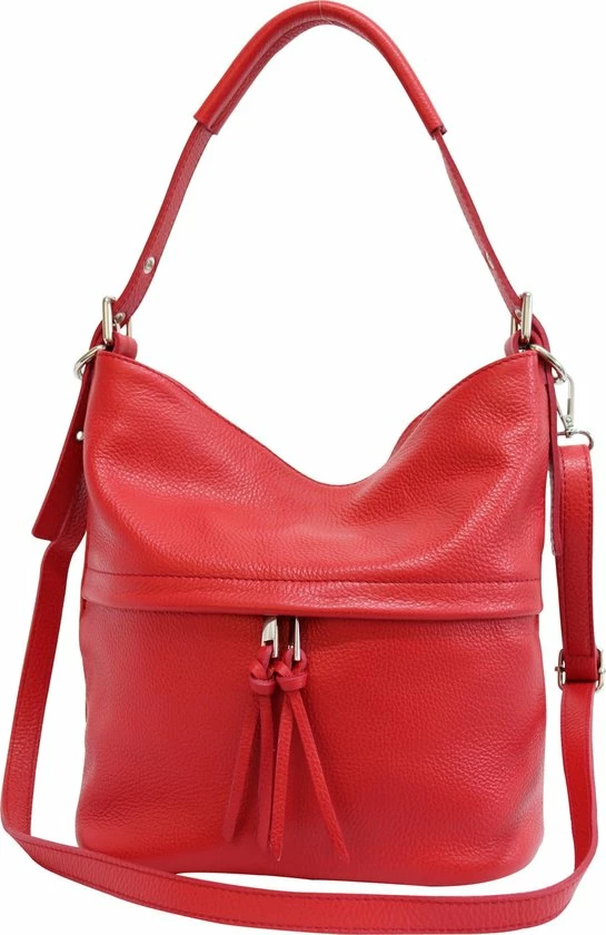 Hete verkoop π AmbraModa Italiaanse Handtas Schoudertas Van Echt Leer GL024 Rood π 8 Hete verkoop π AmbraModa Italiaanse Handtas Schoudertas Van Echt Leer GL024 Rood π - Afbeelding 6