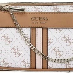 Nieuw โจ Guess Kleine Schoudertas / Crossbody Tas Dames - Kasinta - All-over Logoprint - Wit ๐