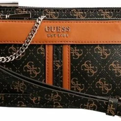 Flash-uitverkoop 😍 Guess Kasinta Double Zip Pouch Dames Crossbodytas - Bruin ✨