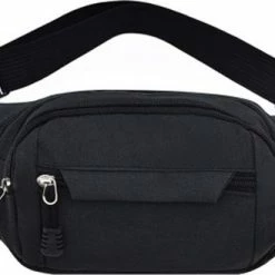 Promo 😍 Merkloos Heup En Schoudertas In Een – Fanny Pack Voor Op Reis – Spatwaterdicht – Zwart 🎉