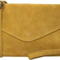 Flash-uitverkoop ๐ Charm London Brixton Suede Leren Dames Clutch - Oker Geel ๐คฉ