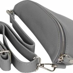 Coupon 😀 AmbraModa GLX10 - Dames Heren Unisex Kleine Heuptas Buiktas Crossbodytas, Ideaal Voor Vakantie, Reizen, Uitgaan Gemaakt Van Echt Leer. Grijs 👍 -Tassen-dames Winkel 550x347 1