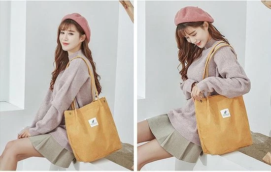 Goedkoopste π Safuna π Handbag - Corduroy Shopping Bag - Canvas Cloth Shoulder Bag - Eco Grocery Totes π 6 Goedkoopste π Safuna π Handbag - Corduroy Shopping Bag - Canvas Cloth Shoulder Bag - Eco Grocery Totes π - Afbeelding 4