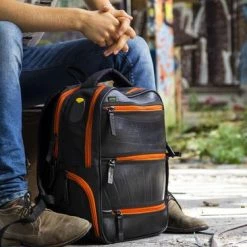 Beste deal 🎉 Ecowings Black Tiger Rugzak Van Autoband - Met Oranje Rits ✨ -Tassen-dames Winkel 550x366 39