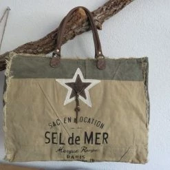 Promo โค๏ธ Myrabags Strandtas/Schoudertas XXL Tas Van Canvas En Leer โจ