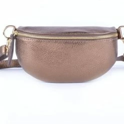 Beste deal ⭐ Giuliano Bumbag / Heuptas Schoudertas Leer Metallic Brons 🔥