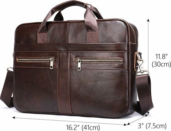 Begroting ⌛ Laptoptas 15 6 Inch Schoudertas Handtas Tas Bruin Leer - Urban U® 👏 5 Begroting ⌛ Laptoptas 15 6 Inch Schoudertas Handtas Tas Bruin Leer - Urban U® 👏 - Afbeelding 3