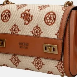 Begroting 🎁 GUESS Katey Dames Schoudertas Kunstleer;Textiel - Cognac 💯 -Tassen-dames Winkel 550x426 1