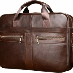 Begroting ⌛ Laptoptas 15 6 Inch Schoudertas Handtas Tas Bruin Leer - Urban U® 👏