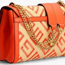 Begroting 🎁 GUESS Katey Dames Schoudertas Kunstleer;Textiel - Cognac 💯 -Tassen-dames Winkel 550x435