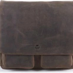 Beste deal 🔔 Bear Design Johnny Leren Schoudertas / Reporter - Bruin 👏