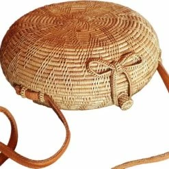 Korting 🎁 DUA Curved Round Flower Bali Rattan Bag Afgeronde Ronde Rieten Rotan Tas ⭐ -Tassen-dames Winkel 550x453 4