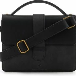 Promo 🎁 Violet Hamden Essential Bag Dames Crossbody Tas Leer - Zwart ✨ -Tassen-dames Winkel 550x497