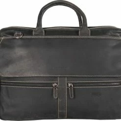 Beste deal ❤️ Arrigo Heren Laptoptas Matzwart Leer – Dames Laptoptas Matzwart Leer – Aktetas Zwart Leer 🔔