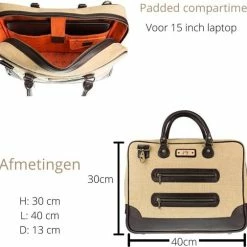 Beste Pirce 🌟 Juuty Luxe Laptoptas – Aktetas – Van Jute Gemaakt - Weekendtas –Unisex - 15 Inch Laptopvak - 👜 Handbagage - Bruin 😀 -Tassen-dames Winkel 550x505 1