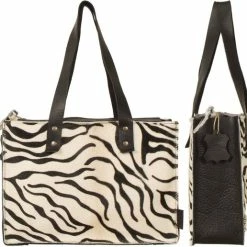Beste deal ✔️ Van Buren Bolsward BV Koeienhuid Handtas - Zwart/zebra Print | Lederen Handtas 😉
