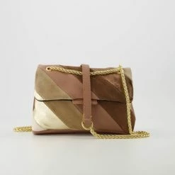 Beste Pirce ⭐ Merkloos Rainbow Metallic Schoudertas - Camel - Small - Echt Leer 🔥 -Tassen-dames Winkel 550x516 4