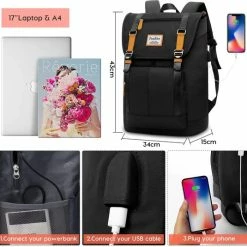 Gloednieuw ✨ Schoolrugzak Voor Jongens Schoolrugzak Tieners, Laptoprugzak Heren Met 17 Inch Laptopvak, Schooltas Met USB-aansluiting Voor Studie, Werk, Vrije Tijd, Reizen ⌛