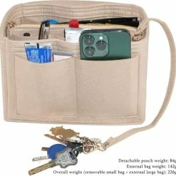 Top 10 👏 NEPAK Handtas Organisator, Vilten Tas Organisator Voor Vrouwen Handtas, Afneembare Rits Tas, Beige 🧨 -Tassen-dames Winkel 550x544 2