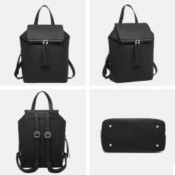 Coupon 🤩 Miss Lulu Handtas - Dames Rugzak - Dameshandtas - Zwart (LG6903 BK) ✨ -Tassen-dames Winkel 550x550 134