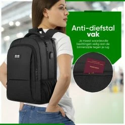 Aanbiedingen 💯 Navy Madden Rugzak Met USB Poort 28L - Zwart - Luxe Laptop Rugtas 15.6 Inch Met Laptopvak - Heren - Dames - Jongens - Meisje - Waterafstotend - Rugzakken ✨ -Tassen-dames Winkel 550x550 17