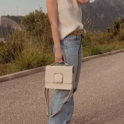 Korting 🛒 Violet Hamden Essential Bag Dames Crossbody Tas Leer - Beige ⭐ -Tassen-dames Winkel 550x550 238