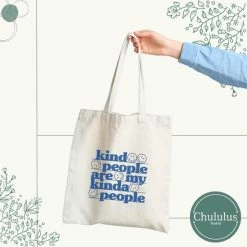 Beste Verkoop ๐ Chululus Madrid: Tote Bag - Kind People Are My Kinda People - Canvas Tas - Katoenen Tas - Creatief Design - Quote ๐