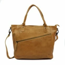 Gloednieuw โค๏ธ Bear Design Freya Leren Handtas / Schoudertas - Oker Geel ๐ฅฐ