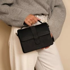 Promo ๐ Violet Hamden Essential Bag Dames Crossbody Tas Leer - Zwart โจ