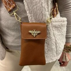 Groothandel ✨ Borse In Pelle Zwarte Leren Telefoontasje Pretty Bee - Schoudertas - Zwart - Bijenslot 😍 -Tassen-dames Winkel 550x556