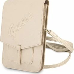 Goedkoop ⌛ Guess 7 Inch Telefoontas - Wallet Bag - Goud - Saffiano Leather 🛒