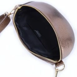 Beste deal ⭐ Giuliano Bumbag / Heuptas Schoudertas Leer Metallic Brons 🔥 -Tassen-dames Winkel 550x569 2