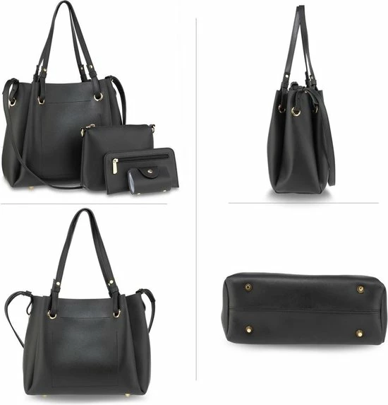 Uitgang π Anna Grace Dames Schoudertas Zwart 4-delig Schoudertas, Heuptas, Portemonnee, Pasjes Mapje π 6 Uitgang π Anna Grace Dames Schoudertas Zwart 4-delig Schoudertas, Heuptas, Portemonnee, Pasjes Mapje π - Afbeelding 4