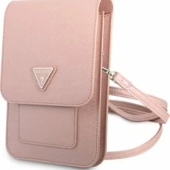 Beste Verkoop ❤️ Guess 7 Inch Saffiano Wallet Bag - Roze - Triangle ✔️
