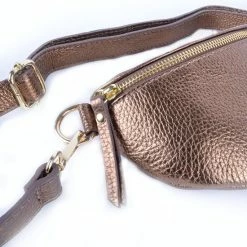 Beste deal ⭐ Giuliano Bumbag / Heuptas Schoudertas Leer Metallic Brons 🔥 -Tassen-dames Winkel 550x585 1