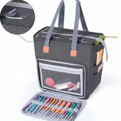 Kopen ⭐ Luxja Zak Voor Wol, Tas, Breien, Haakzakken Voor Onvoltooide Projecten, Haaknaalden En Andere Accessoires (geen Accessoires Inbegrepen), Grijs 😉 -Tassen-dames Winkel 550x590 2