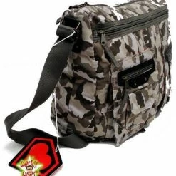 Korting 😉 Super Lovers Japan Grote Canvas Schoudertas Van Super Lovers In Grijze Camo Kleuren Met Veel Vakken, Perfect Voor School Of Werk ! A4 🛒 -Tassen-dames Winkel 550x622