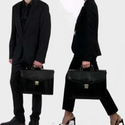 Nieuw 🌟 Firenze Leren Aktetas Van Zwart Italiaans Leder By Viabologna.nl 👏