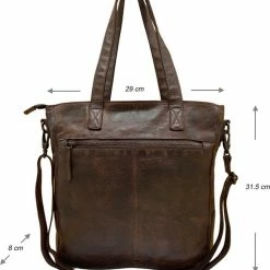 Nieuw 🎉 Arrigo Dames Tas Shopper Model Met Kort En Lang Hengsel – Bruine Dames Shopper – Shopper Leer Bruin ✔️ -Tassen-dames Winkel 550x644