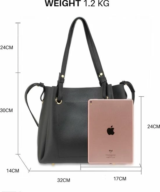 Uitgang π Anna Grace Dames Schoudertas Zwart 4-delig Schoudertas, Heuptas, Portemonnee, Pasjes Mapje π 7 Uitgang π Anna Grace Dames Schoudertas Zwart 4-delig Schoudertas, Heuptas, Portemonnee, Pasjes Mapje π - Afbeelding 5