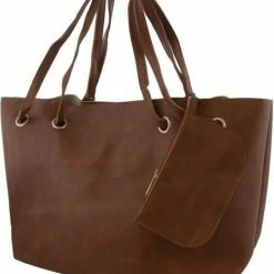 Gloednieuw 😍 Hobby Fans Luxe Handtas/Schoudertas Dames - Met Stevig Hengsel, Rits En Extra Portomonneetje - Tassen - Schoudertassen/Handtassen Vrouw - Van Hoogwaardig PU Leer - Werktas - Bruin 50x30x16cm 👏