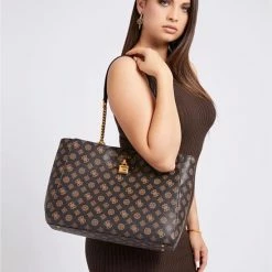 Uitgang 🔥 Guess Medium Schoudertas / Crossbody Tas Dames - Centre Stage - - Bruin ✔️ -Tassen-dames Winkel 550x732 20