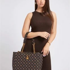 Uitgang 🔥 Guess Medium Schoudertas / Crossbody Tas Dames - Centre Stage - - Bruin ✔️ -Tassen-dames Winkel 550x732 21