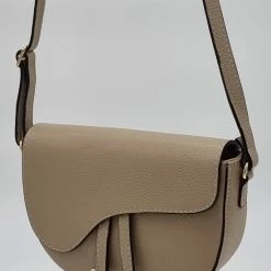 Coupon โค๏ธ Merkloos Lederen Damestas, Crossbody, Schoudertas, Saddlebag, Echt Leder, Kleur Taupe โ